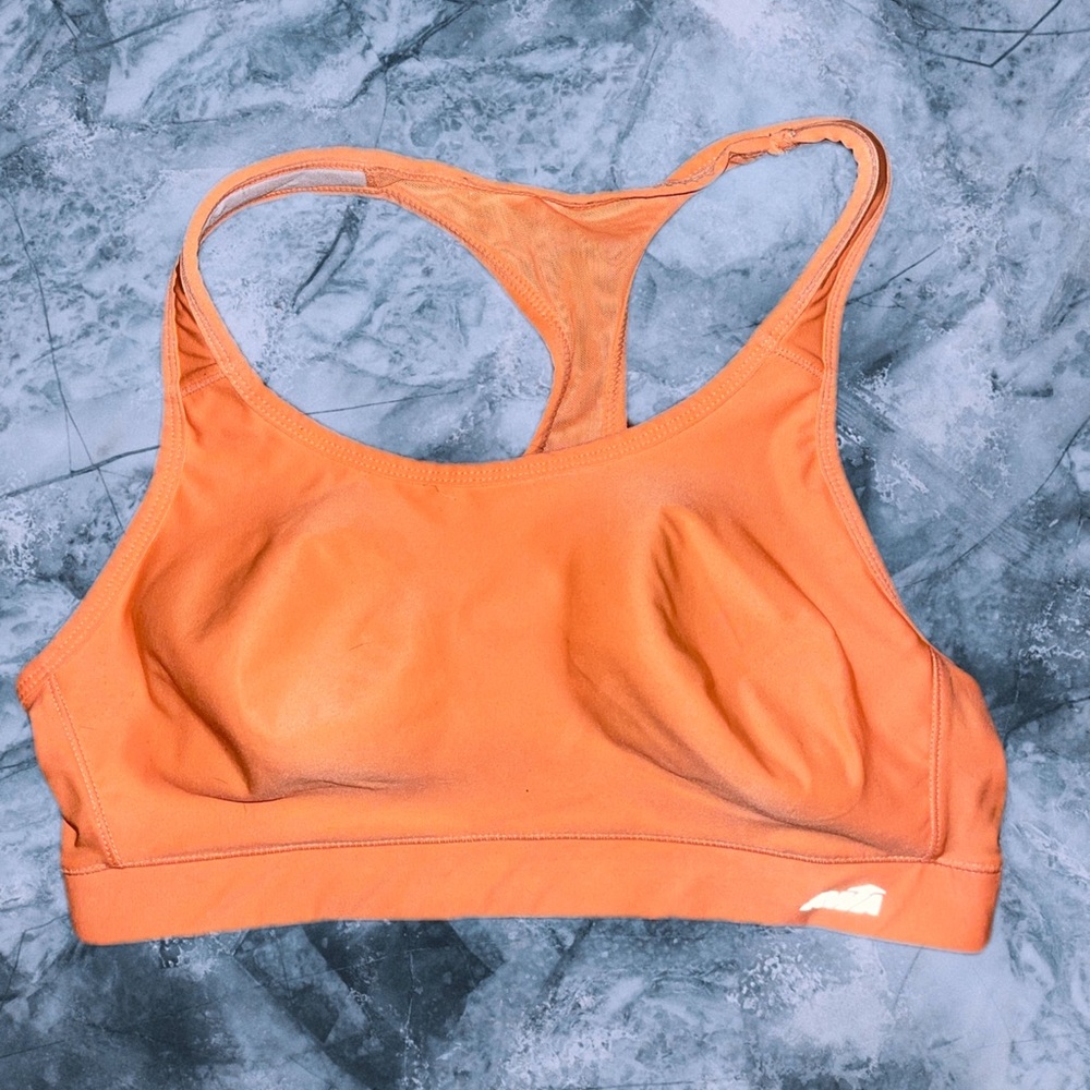 Avia coral peach orange semi padded large racer back sports bra like new